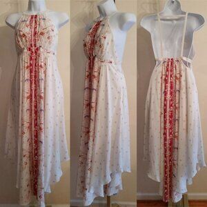 FREE people open back floral maxi dress aprox 2-4,  Greek goddess vibes.